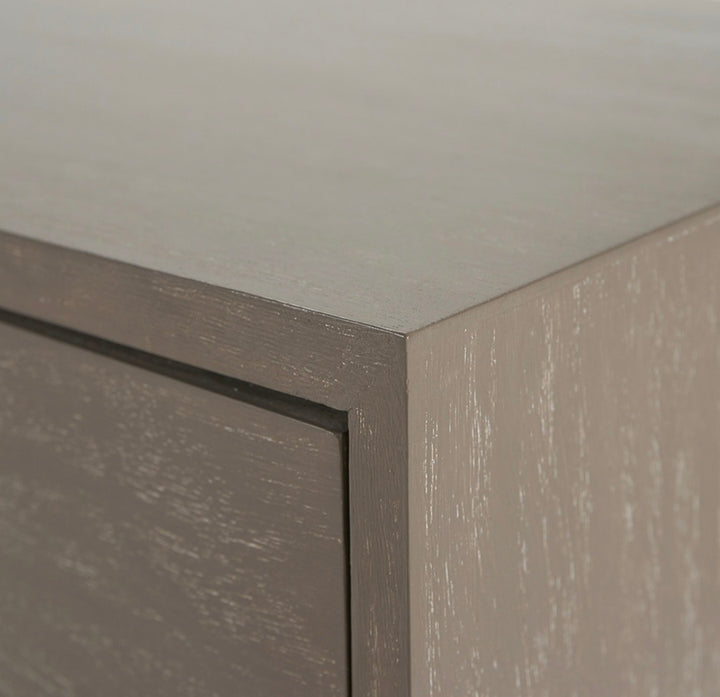Ambroso Grey Wash Mango Wood and Silver Metal 6 Drawer Unit