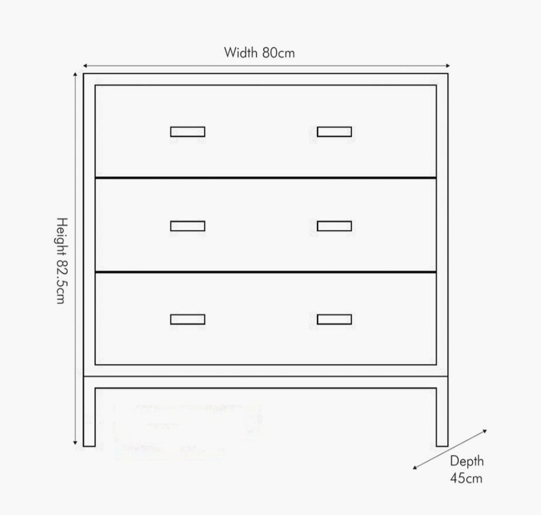 Ambroso Grey Wash Mango Wood and Silver Metal 3 Drawer Unit