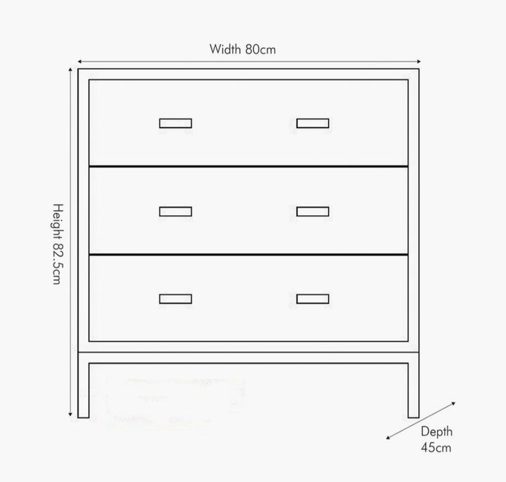 Ambroso Grey Wash Mango Wood and Silver Metal 3 Drawer Unit