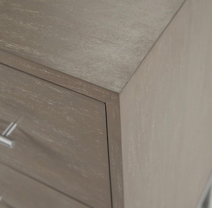 Ambroso Grey Wash Mango Wood and Silver Metal 3 Drawer Unit
