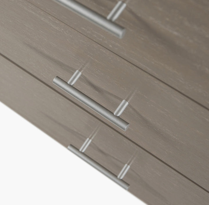 Ambroso Grey Wash Mango Wood and Silver Metal 3 Drawer Unit