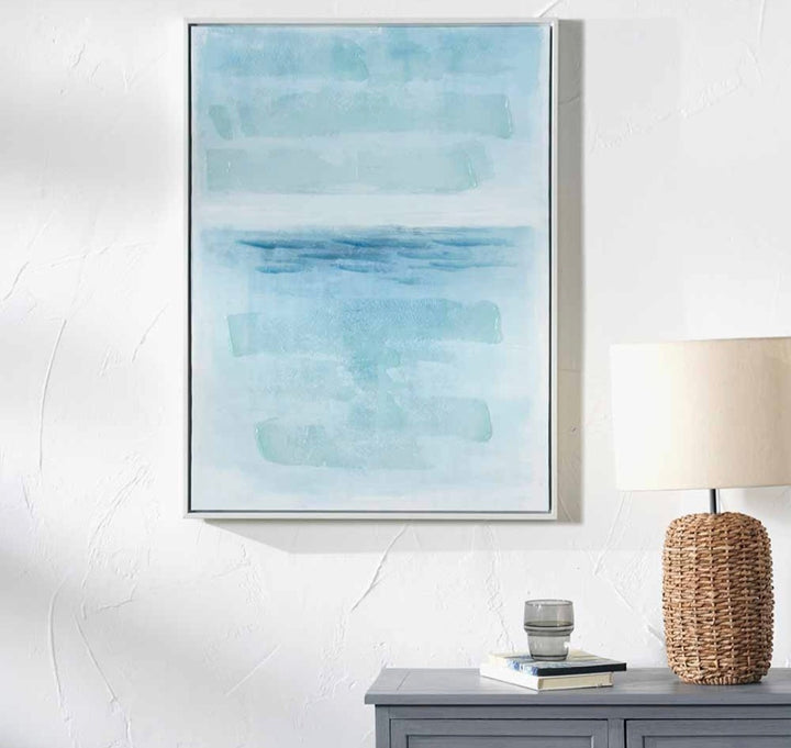 Blues Abstract Canvas with White Frame