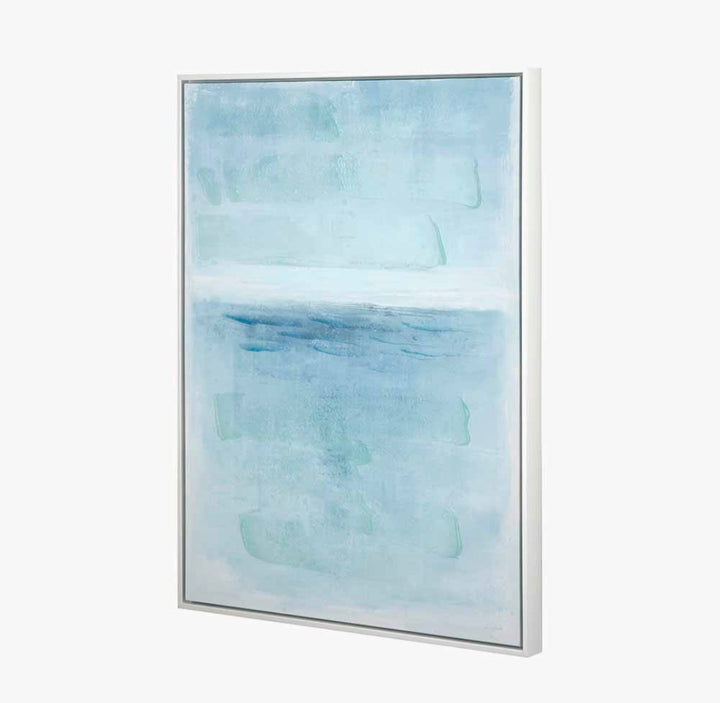 Blues Abstract Canvas with White Frame
