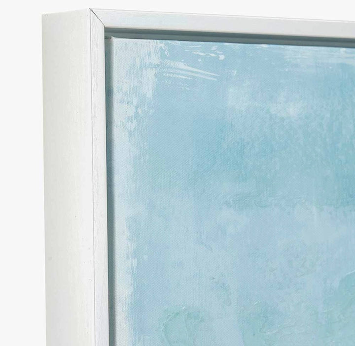 Blues Abstract Canvas with White Frame