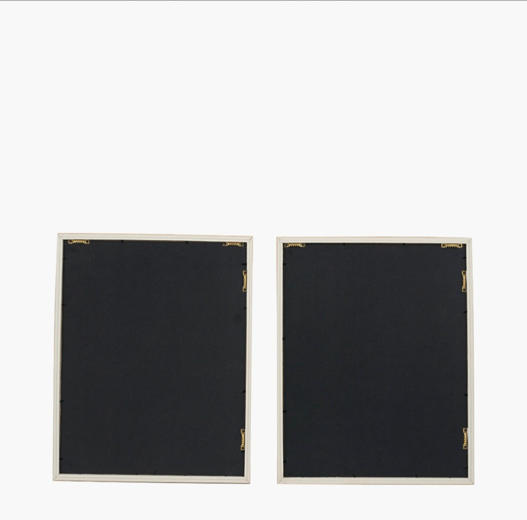 S/2 Green and Natural Fern Canvas Wall Art with Natural Frames