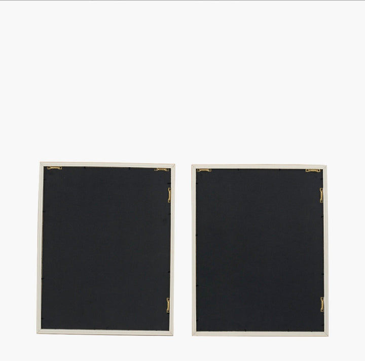 S/2 Green and Natural Fern Canvas Wall Art with Natural Frames