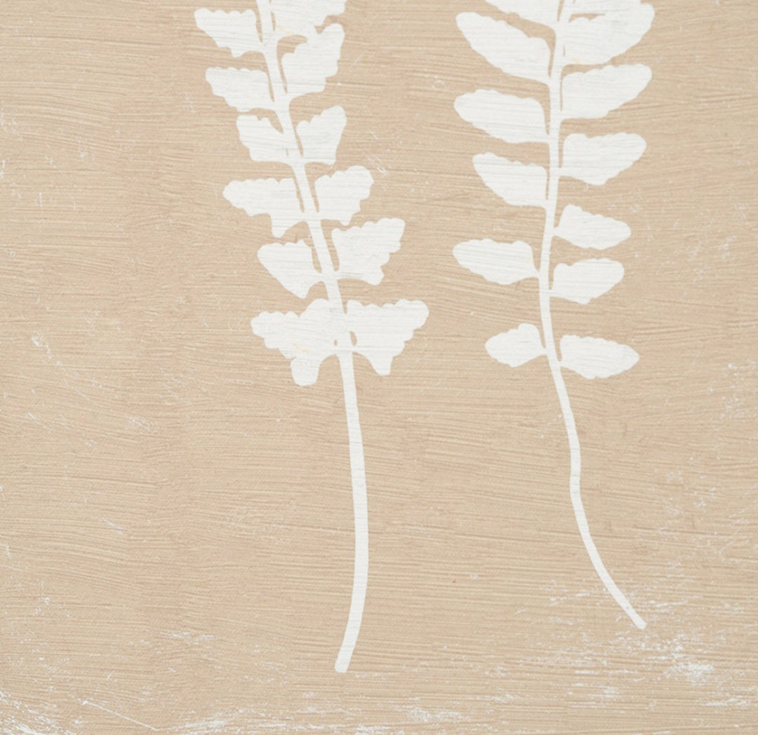 S/2 Green and Natural Fern Canvas Wall Art with Natural Frames