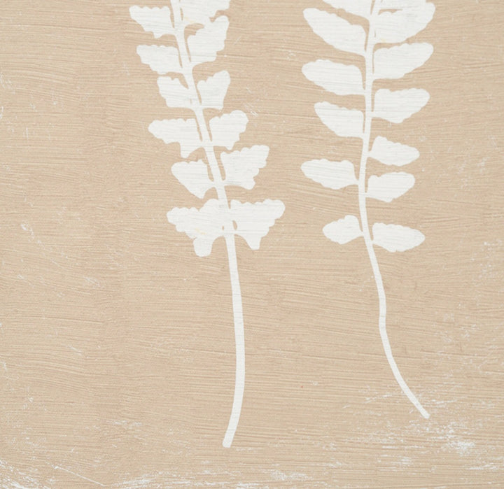 S/2 Green and Natural Fern Canvas Wall Art with Natural Frames