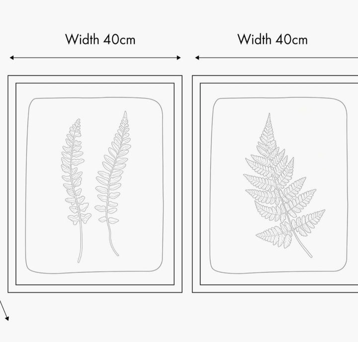 S/2 Green and Natural Fern Canvas Wall Art with Natural Frames