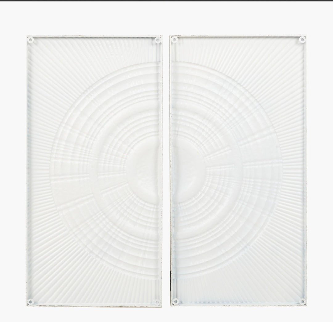 S/2 Antique White Moulded Metal Circle Wall Art