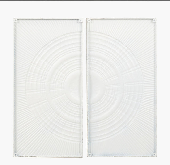 S/2 Antique White Moulded Metal Circle Wall Art