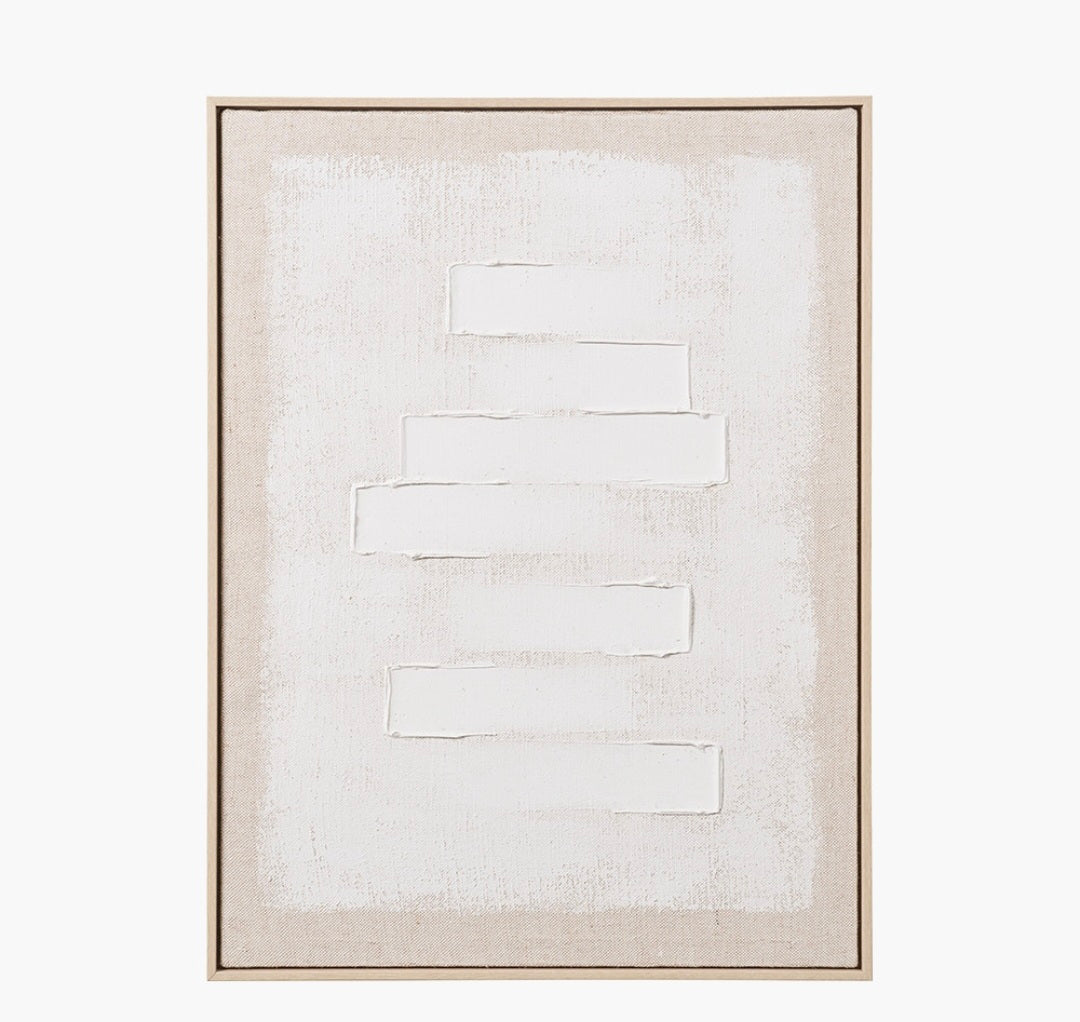 White and Natural Textured Canvas with Natural Frame