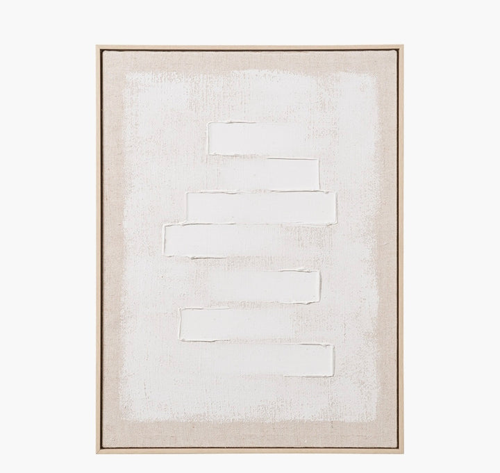 White and Natural Textured Canvas with Natural Frame