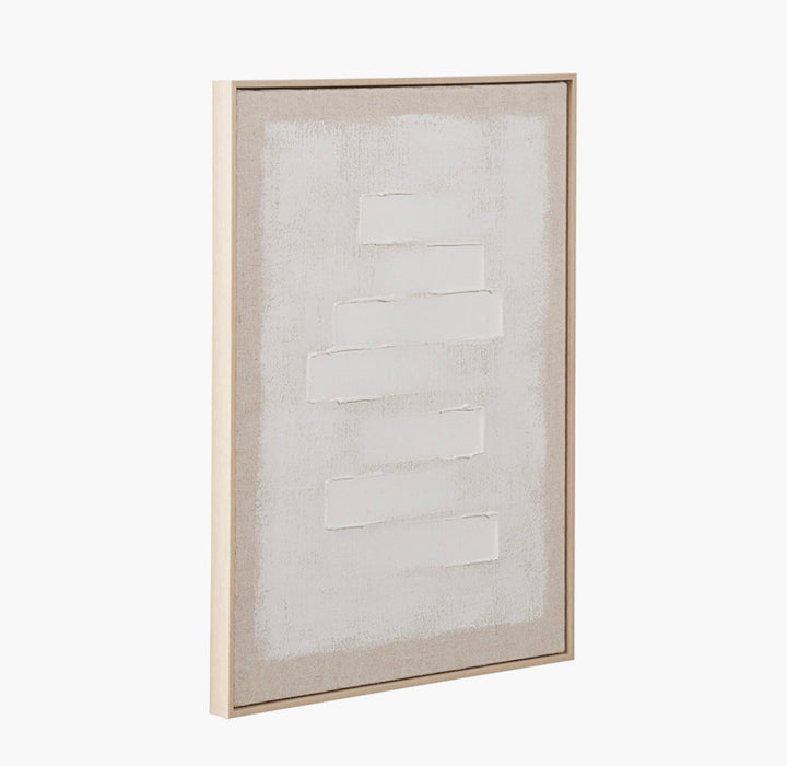 White and Natural Textured Canvas with Natural Frame