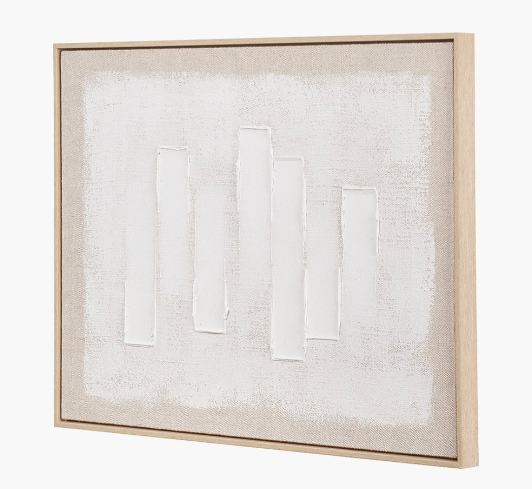 White and Natural Textured Canvas with Natural Frame