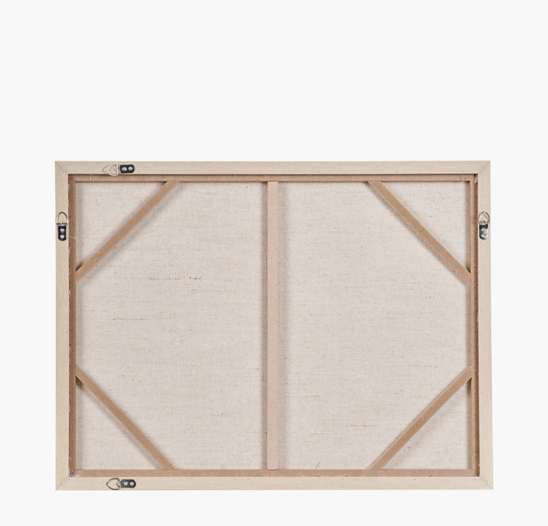 White and Natural Textured Canvas with Natural Frame