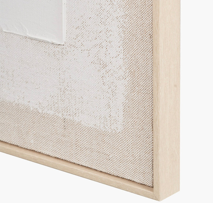 White and Natural Textured Canvas with Natural Frame