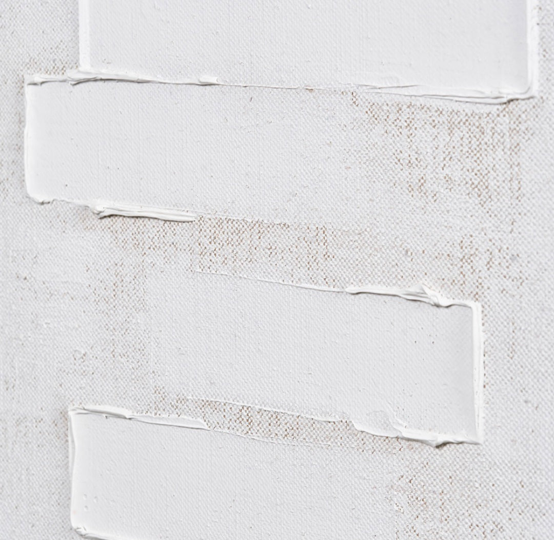 White and Natural Textured Canvas with Natural Frame