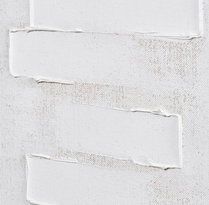 White and Natural Textured Canvas with Natural Frame