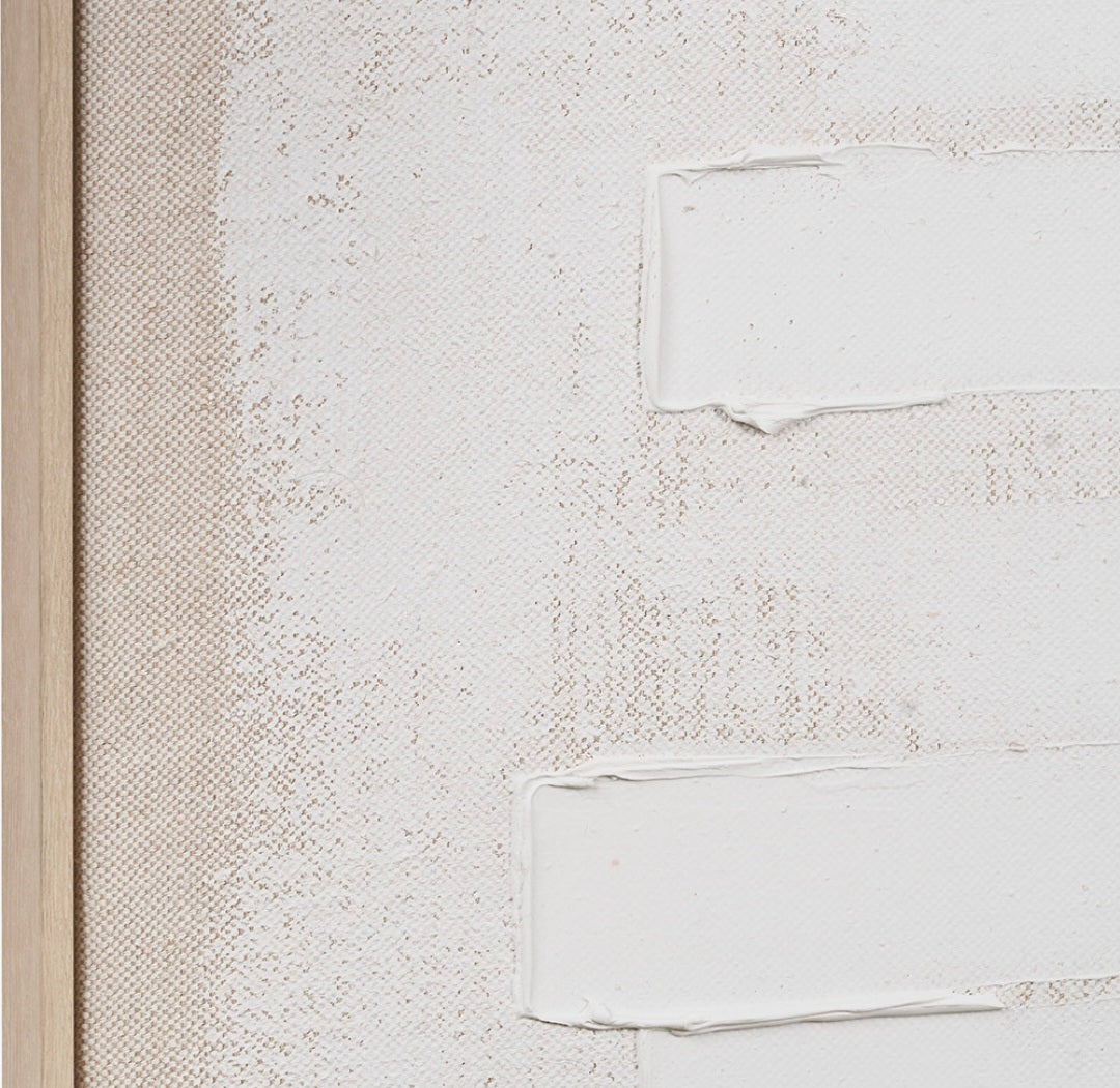 White and Natural Textured Canvas with Natural Frame