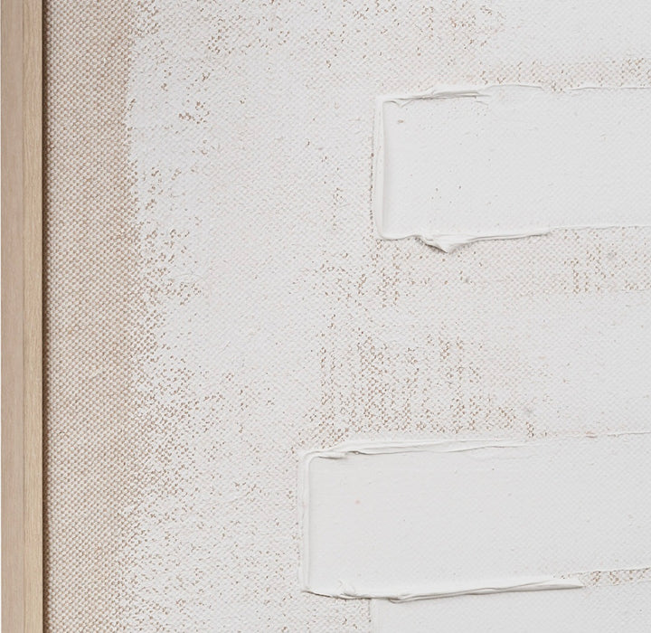 White and Natural Textured Canvas with Natural Frame