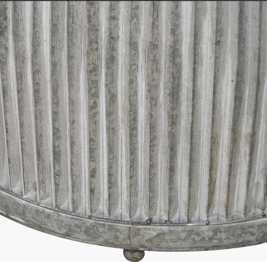 S/2 Galvanised Zinc Barrel Planters