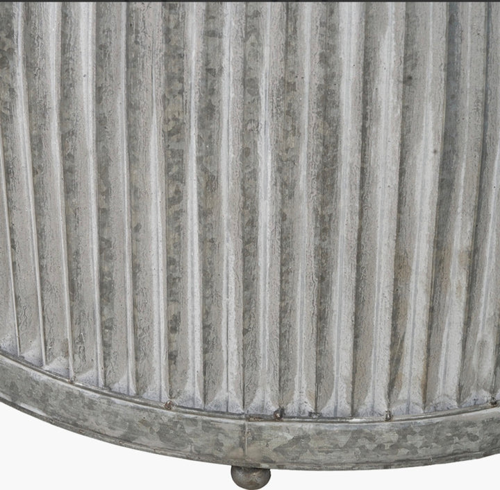 S/2 Galvanised Zinc Barrel Planters