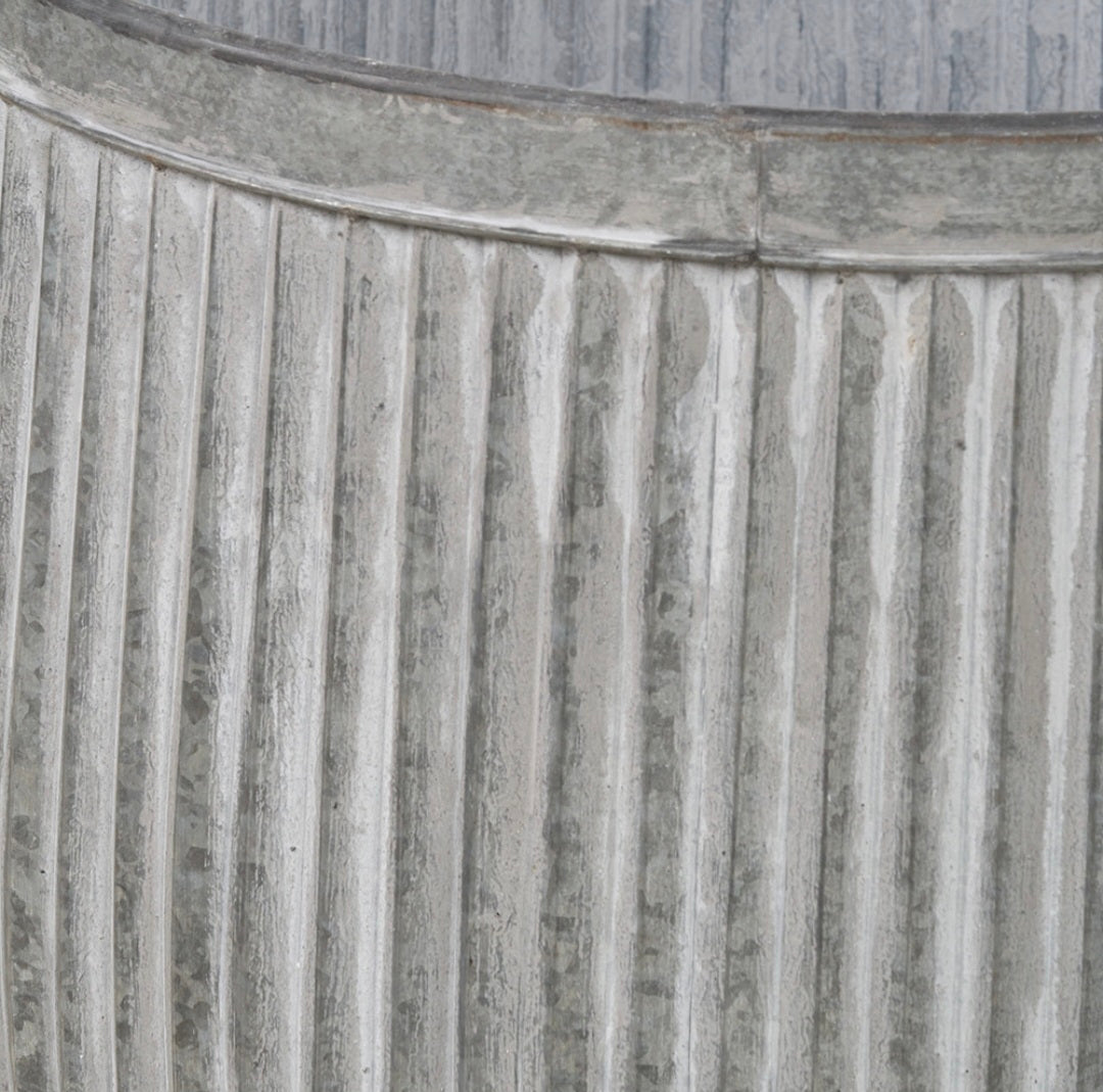 S/2 Galvanised Zinc Barrel Planters