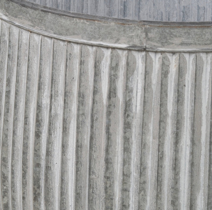 S/2 Galvanised Zinc Barrel Planters