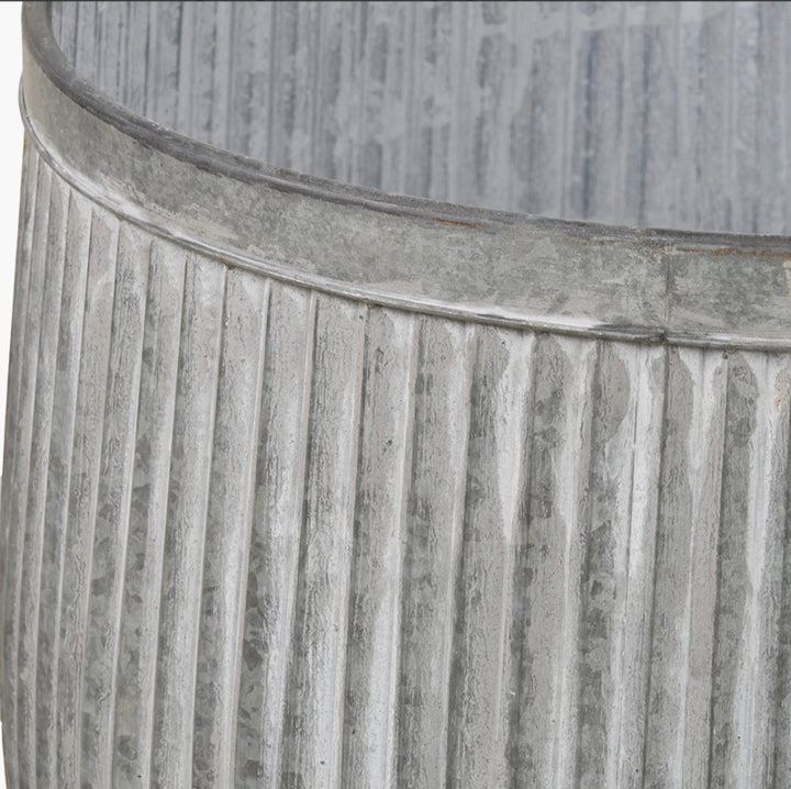 S/2 Galvanised Zinc Barrel Planters