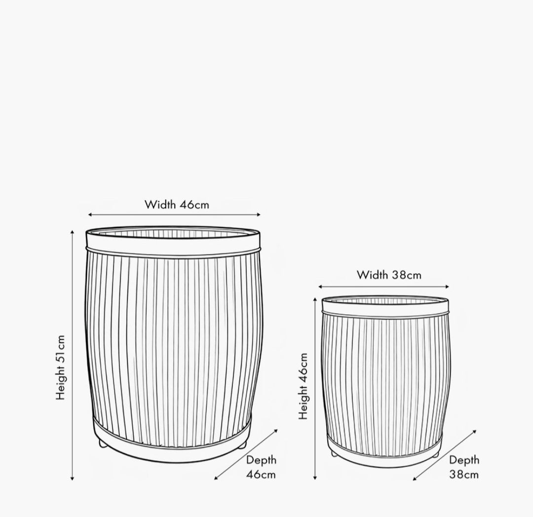 S/2 Galvanised Zinc Barrel Planters