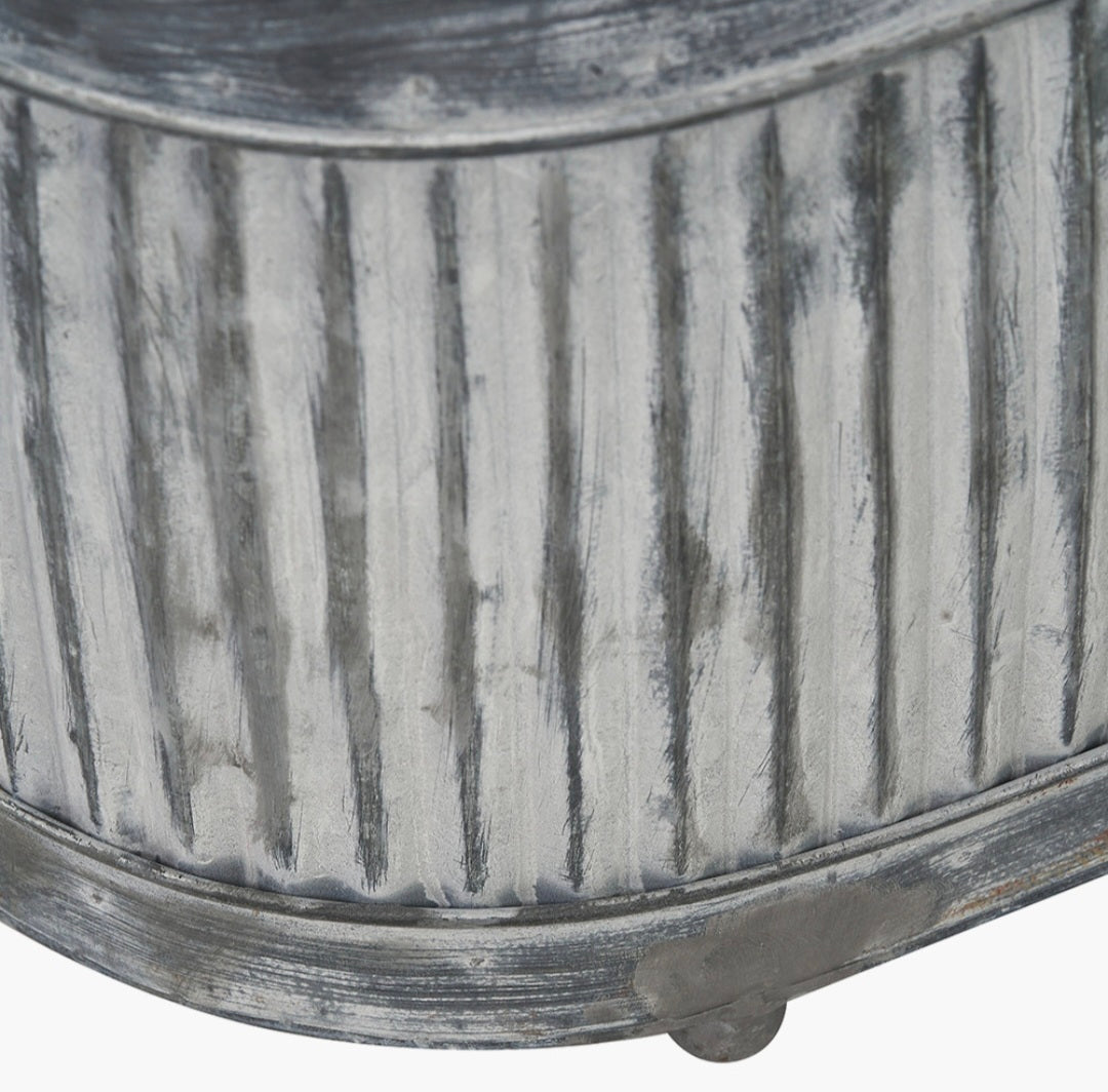 S/3 Galvanised Zinc Oval Planters