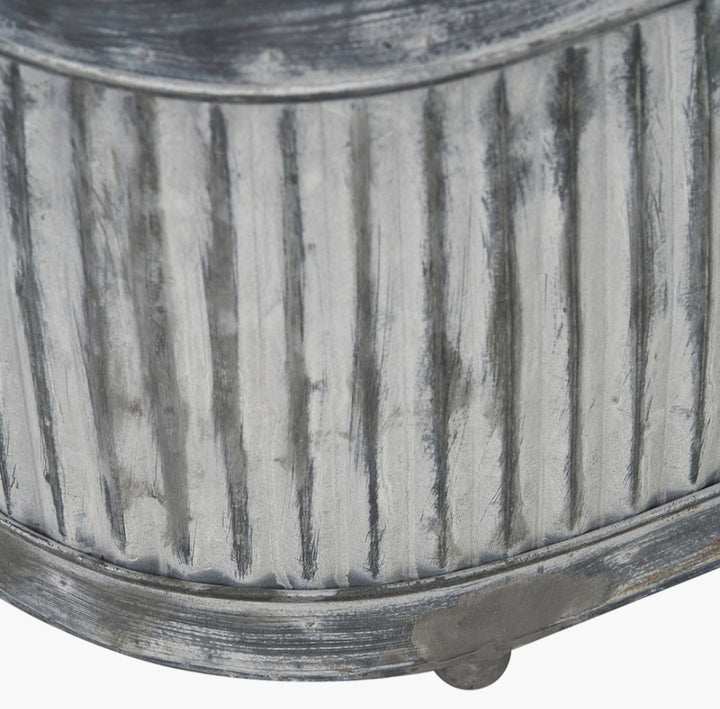 S/3 Galvanised Zinc Oval Planters