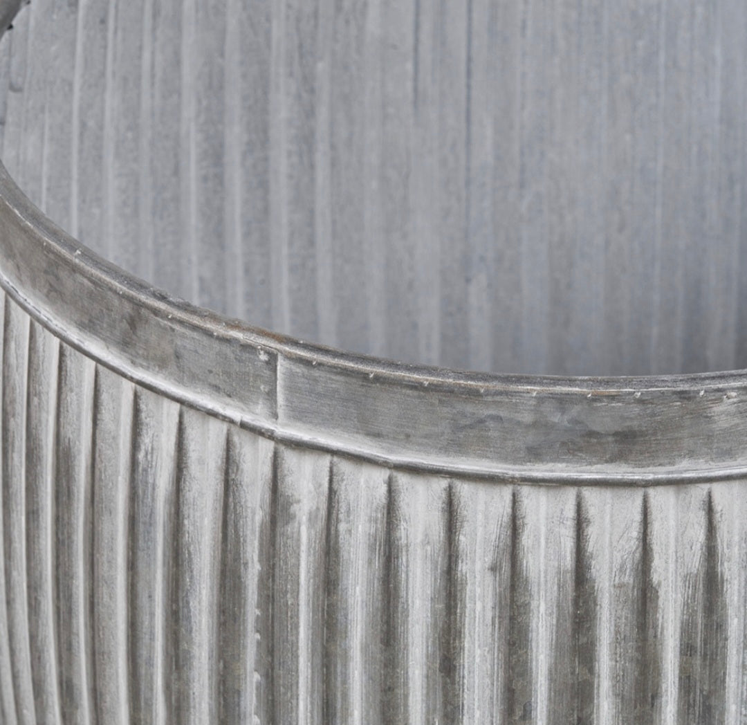 S/3 Galvanised Zinc Round Planters