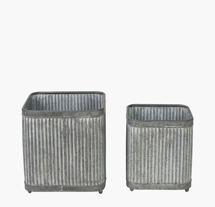 S/2 Galvanised Zinc Square Planters