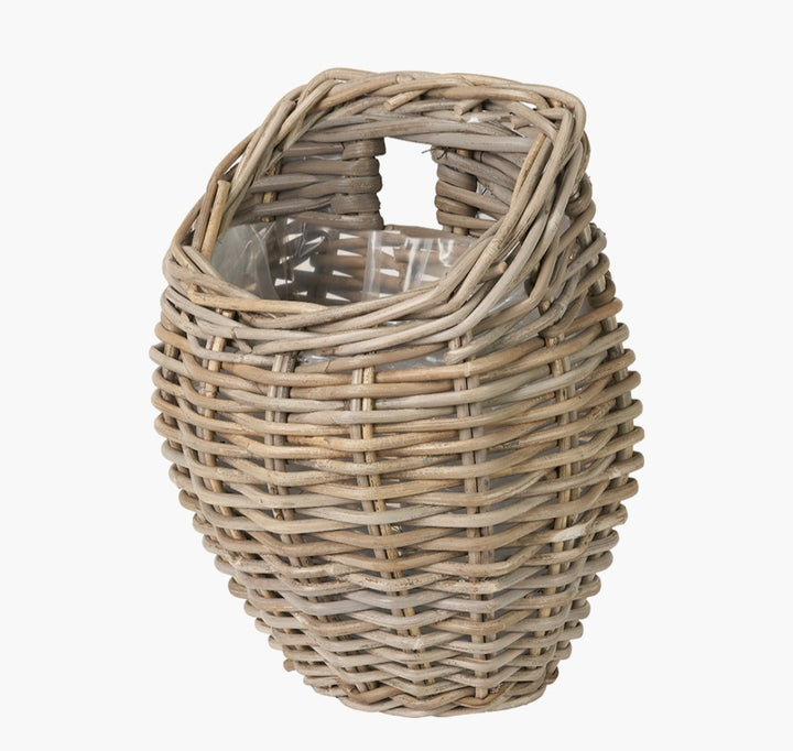 Tobs Indoor Outdoor Grey Kubu Rattan Droplet Shaped Wall Planter