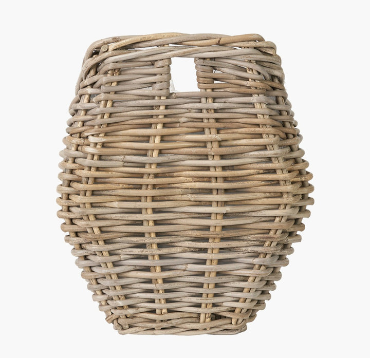 Tobs Indoor Outdoor Grey Kubu Rattan Droplet Shaped Wall Planter
