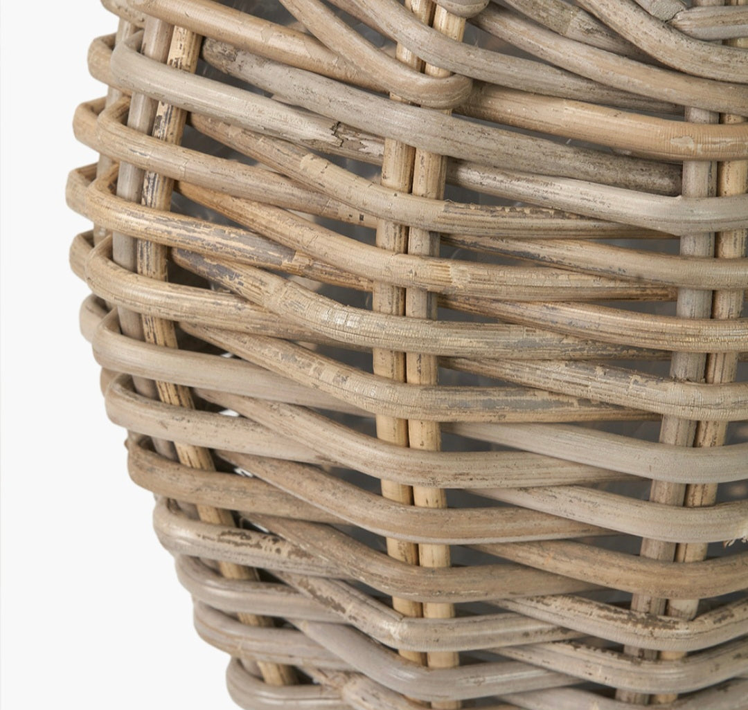 Tobs Indoor Outdoor Grey Kubu Rattan Droplet Shaped Wall Planter