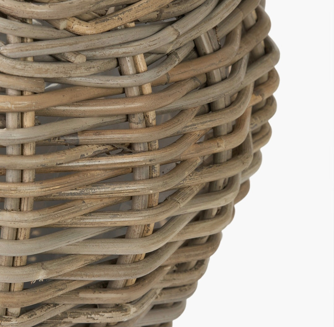 Tobs Indoor Outdoor Grey Kubu Rattan Droplet Shaped Wall Planter