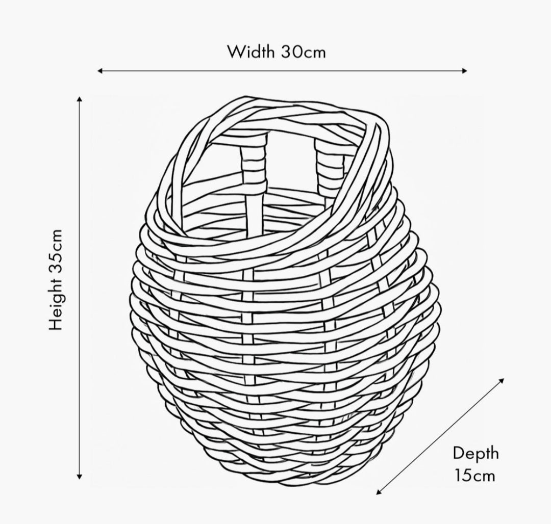Tobs Indoor Outdoor Grey Kubu Rattan Droplet Shaped Wall Planter