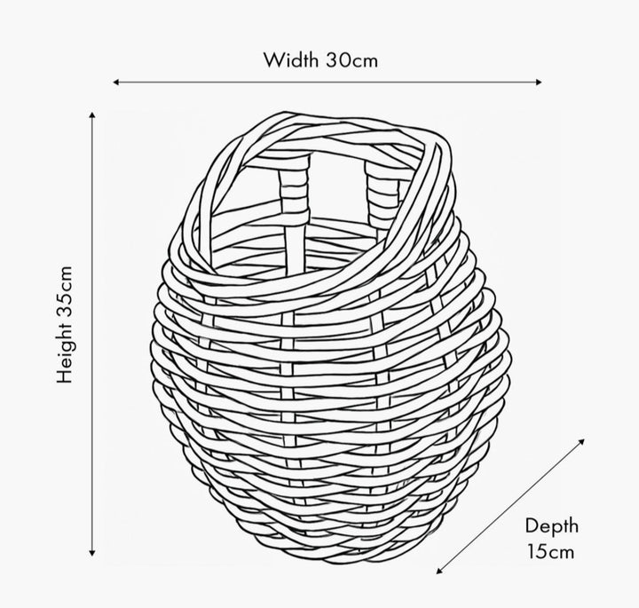 Tobs Indoor Outdoor Grey Kubu Rattan Droplet Shaped Wall Planter