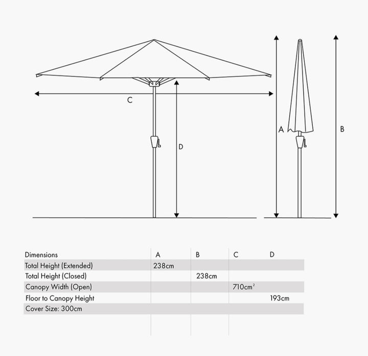 Riva 3m Round Taupe Parasol
