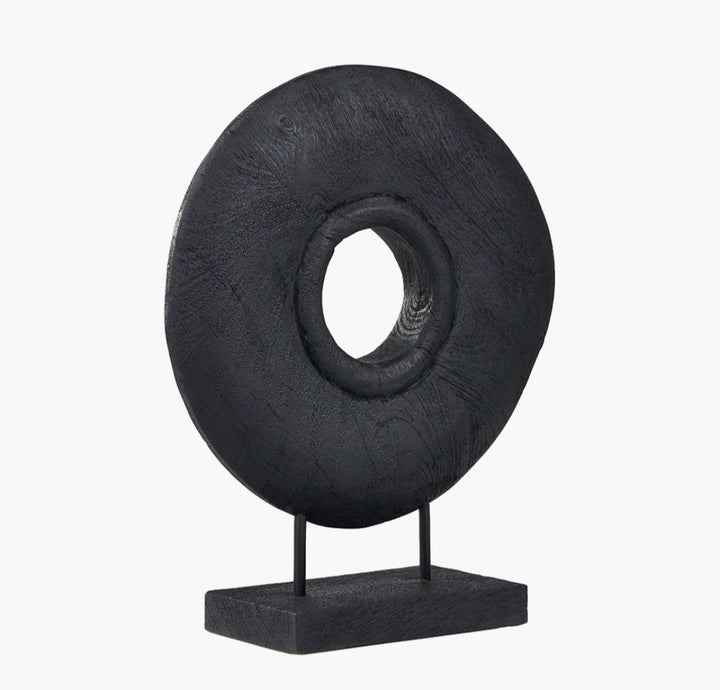 Black Handcarved Mango Wood Circular Ornament