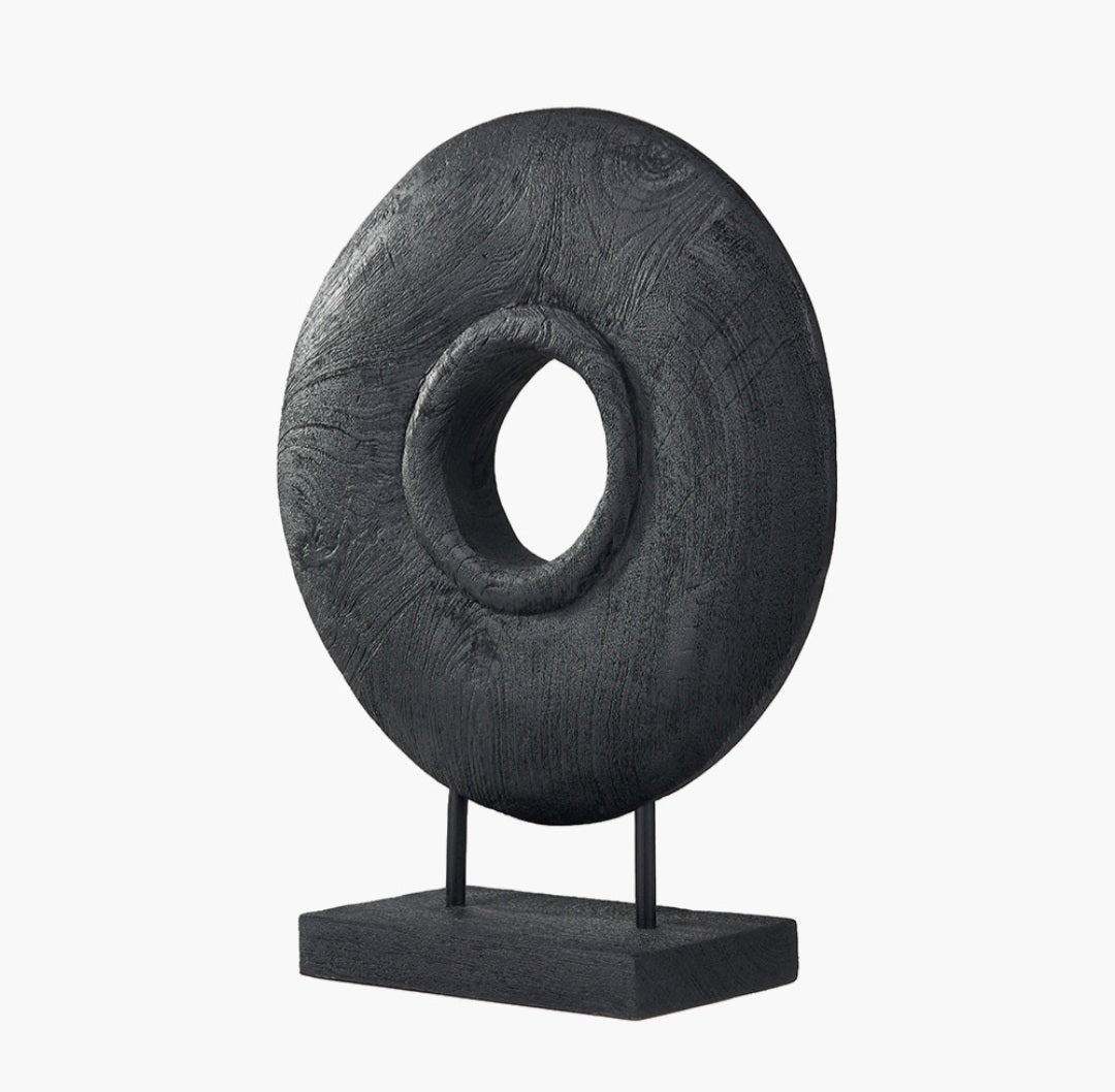 Black Handcarved Mango Wood Circular Ornament
