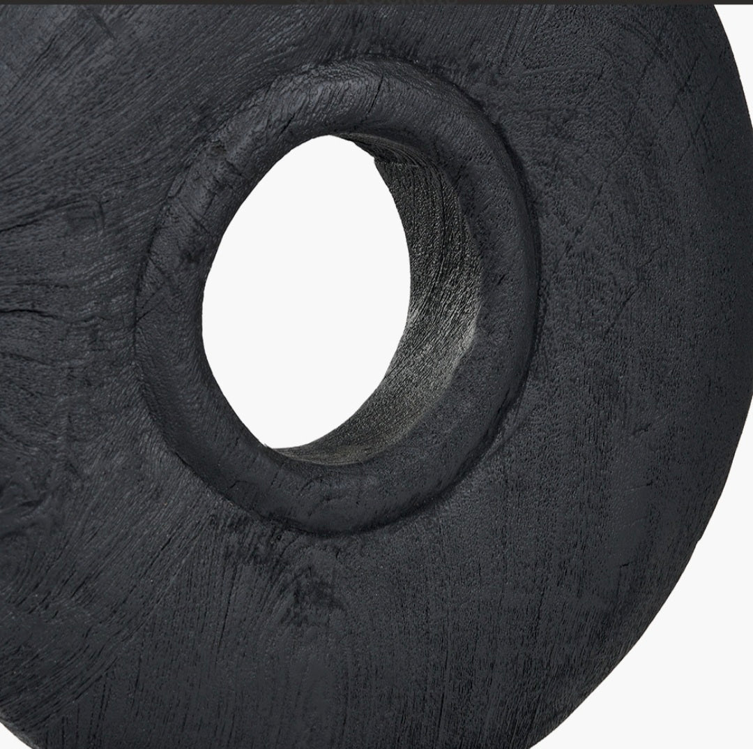 Black Handcarved Mango Wood Circular Ornament