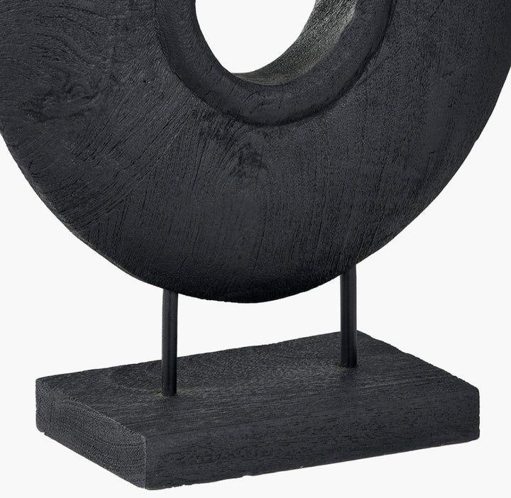 Black Handcarved Mango Wood Circular Ornament