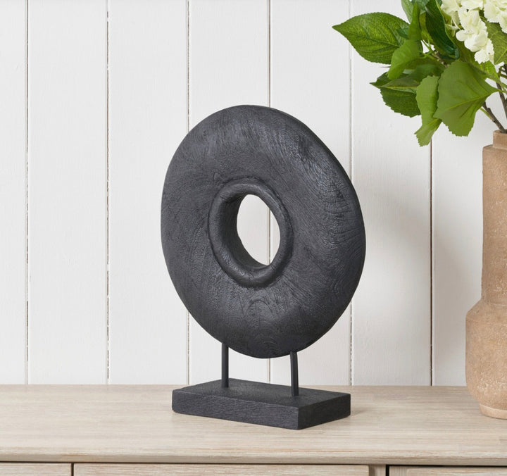 Black Handcarved Mango Wood Circular Ornament