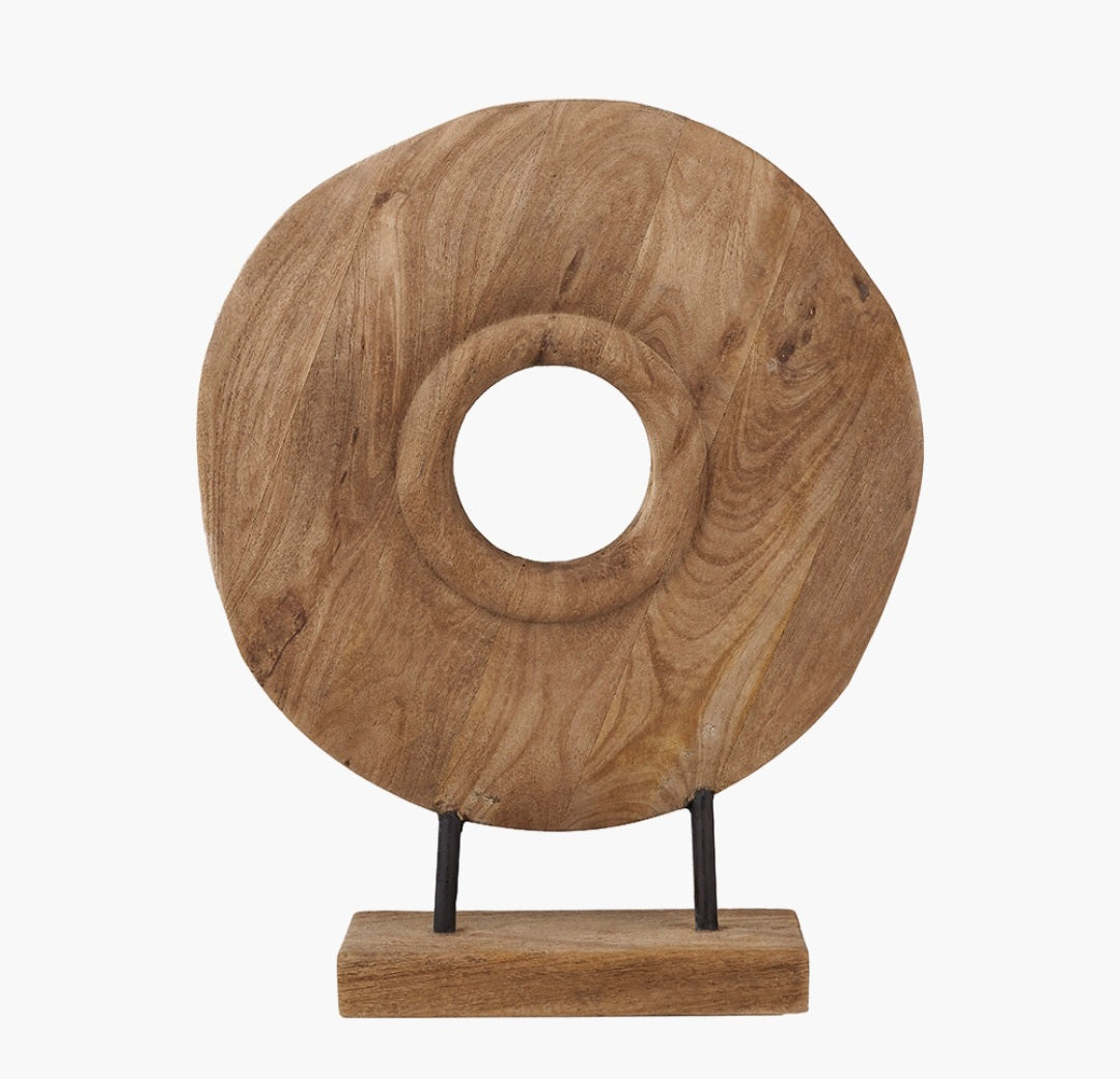Natural Handcarved Mango Wood Circular Ornament