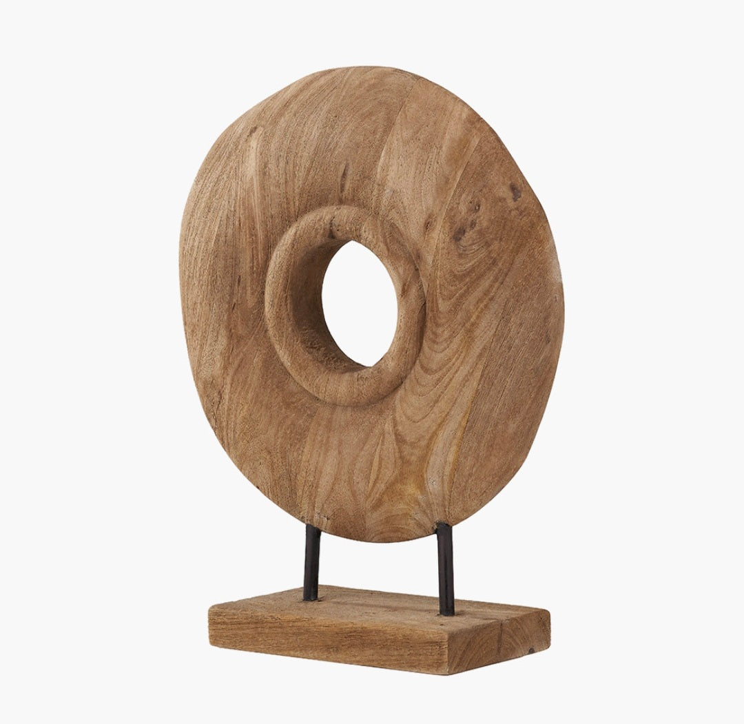 Natural Handcarved Mango Wood Circular Ornament