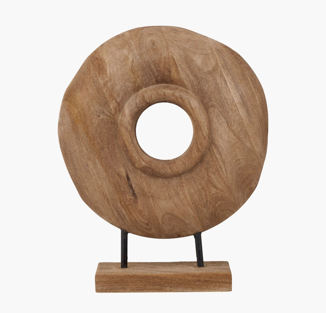 Natural Handcarved Mango Wood Circular Ornament